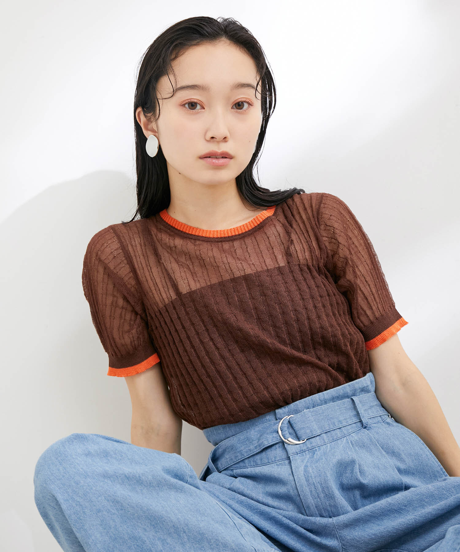 VIS「ポコポコシアーハーフスリーブニット」|ニット・セーター|