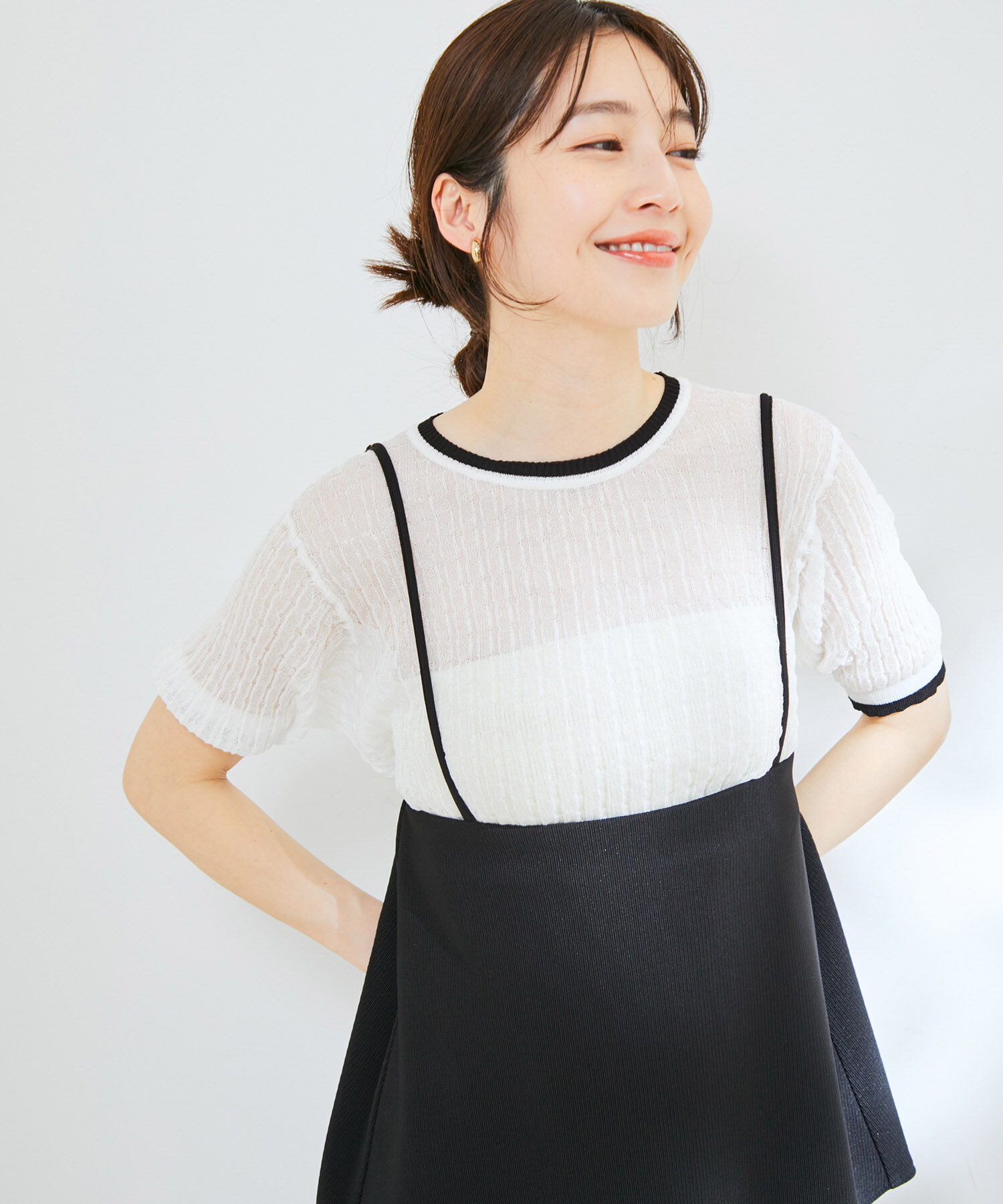 VIS「ポコポコシアーハーフスリーブニット」|ニット・セーター|