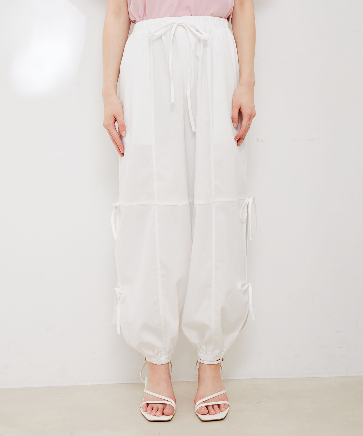 VIS「【洗える】サイドスリットリボンパンツ」|カーゴ|