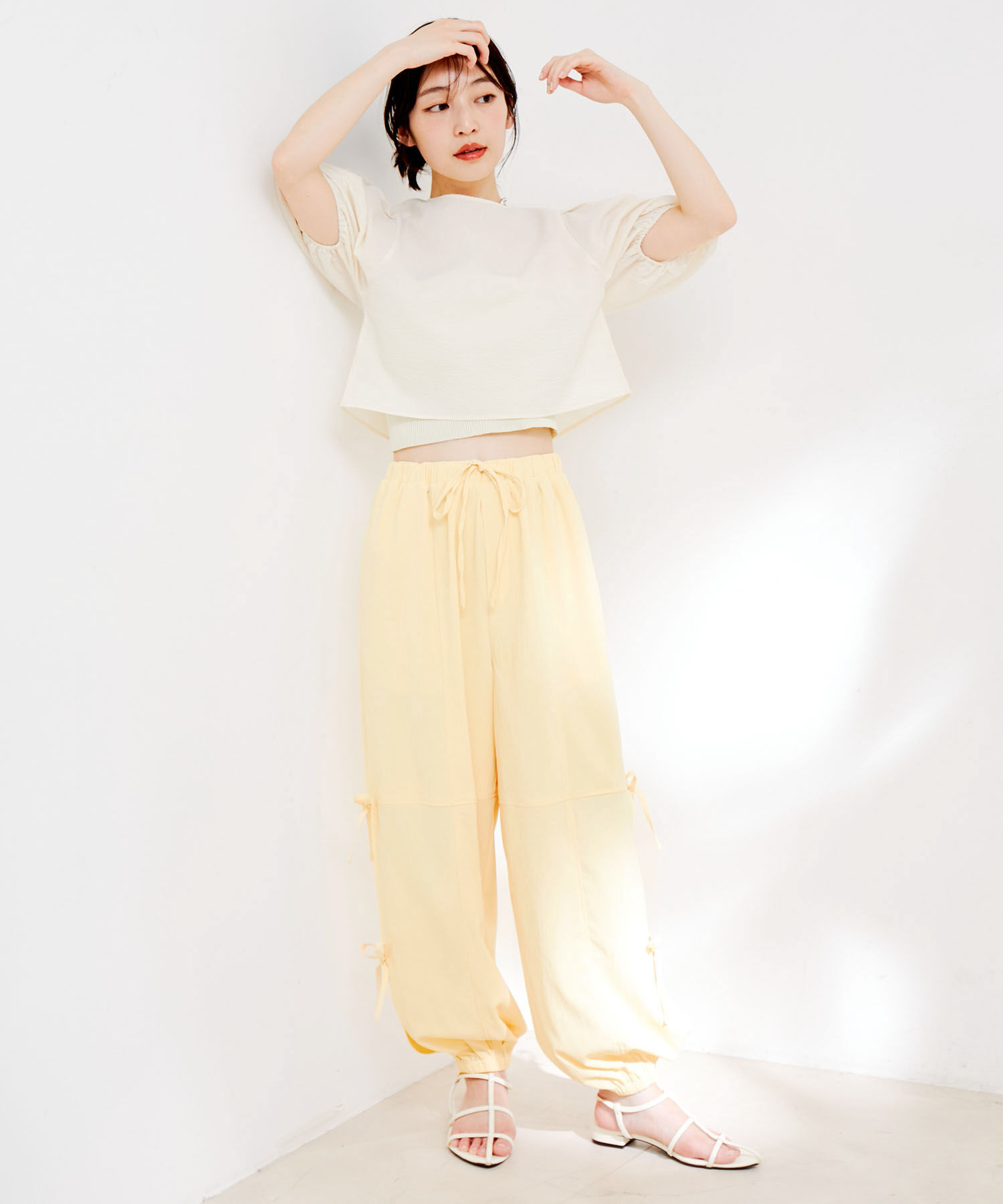 VIS「【洗える】サイドスリットリボンパンツ」|カーゴ|