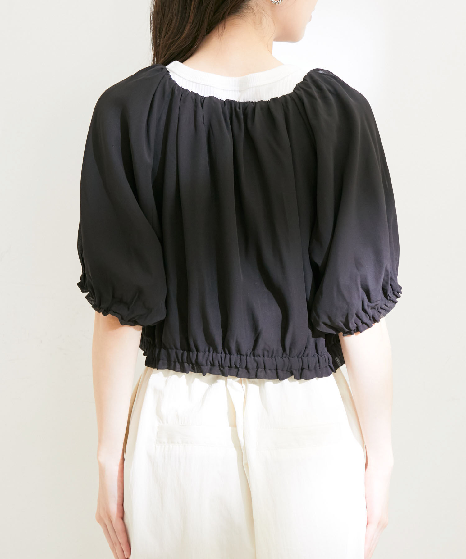 VIS「【洗える】リバーシブルシフォンジャガードブラウスカーディガン」|カーディガン|