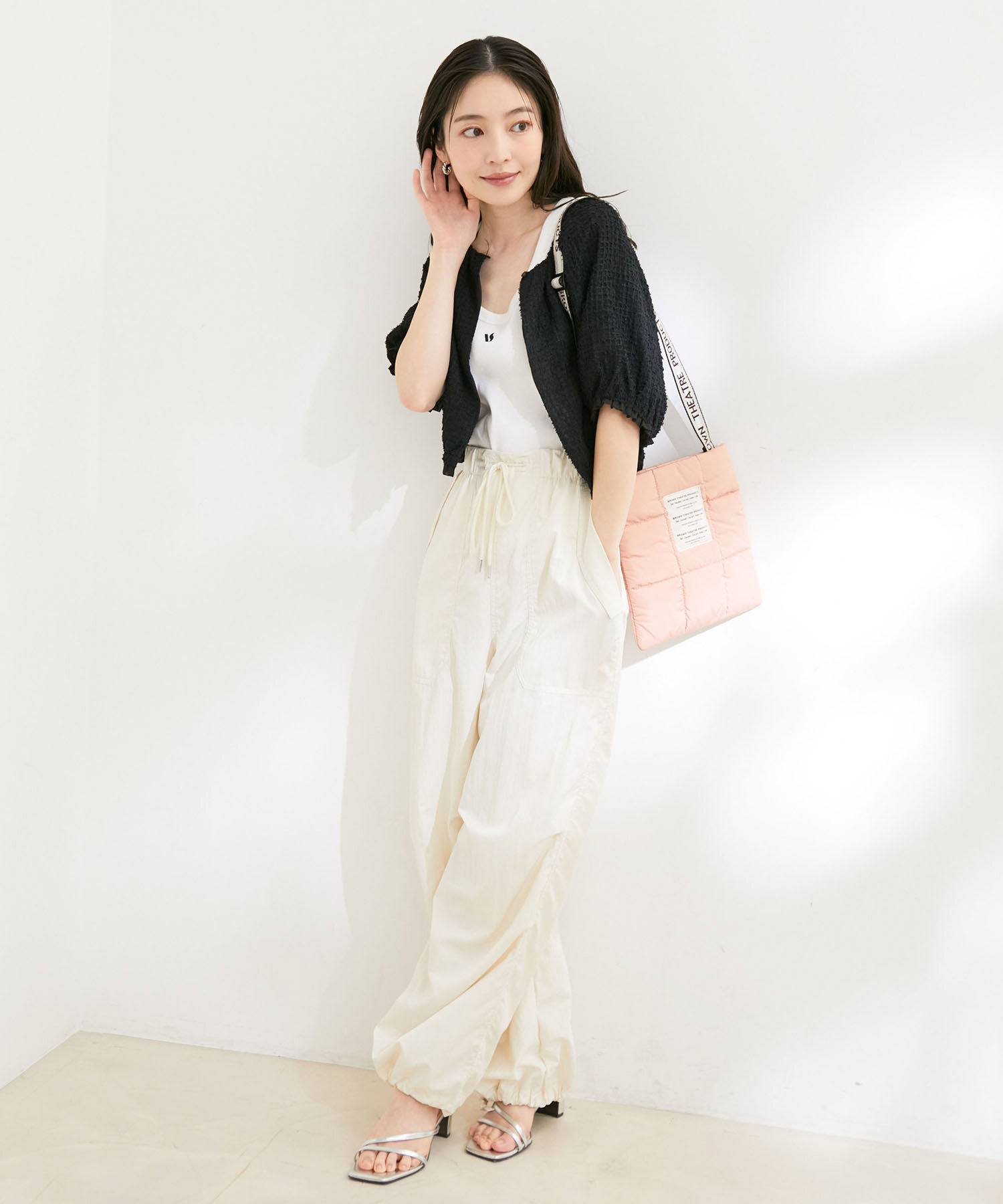 VIS「【洗える】リバーシブルシフォンジャガードブラウスカーディガン」|カーディガン|