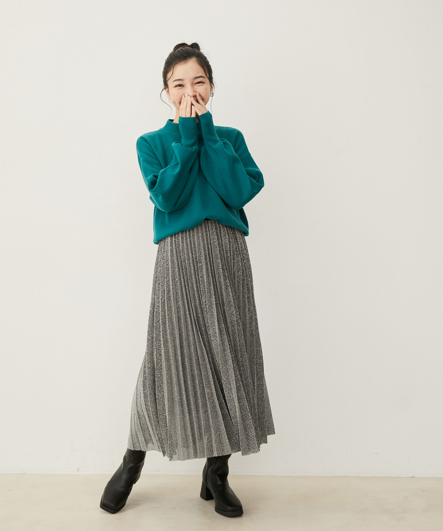 VIS「ラメニットプリーツスカート」|スカート|