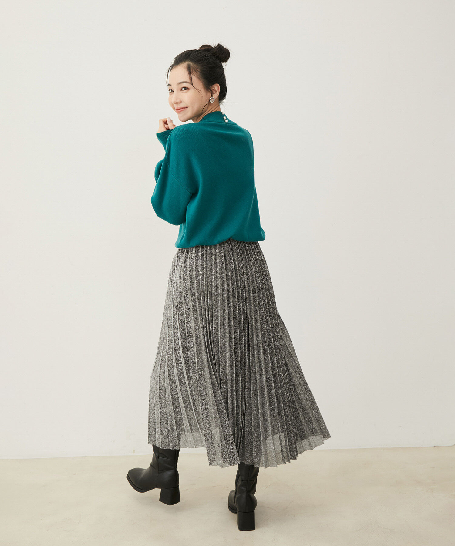 VIS「ラメニットプリーツスカート」|スカート|