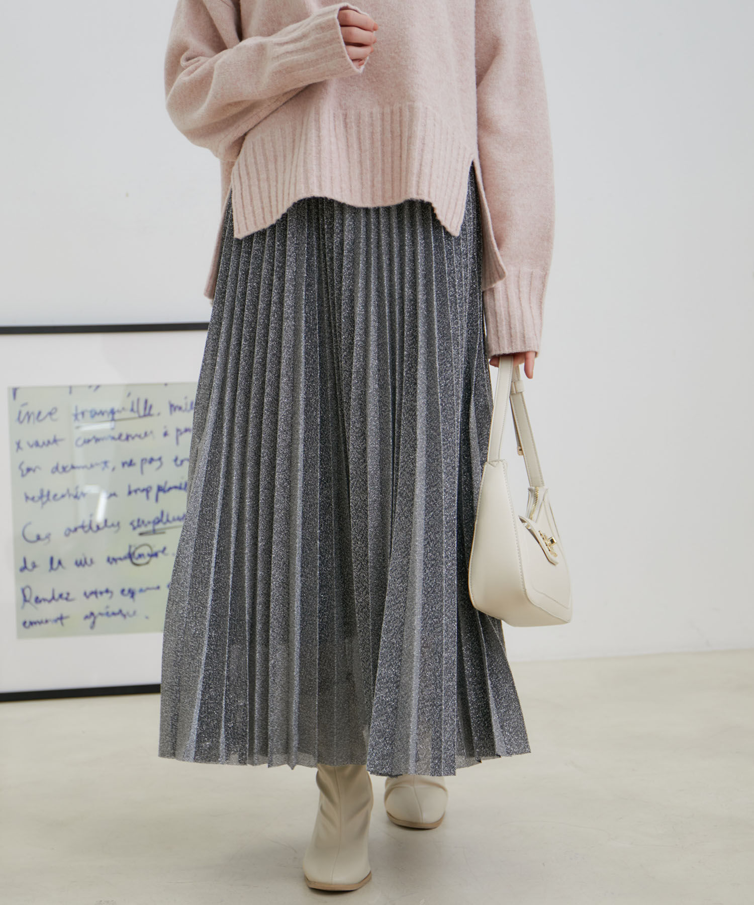 VIS「ラメニットプリーツスカート」|スカート|