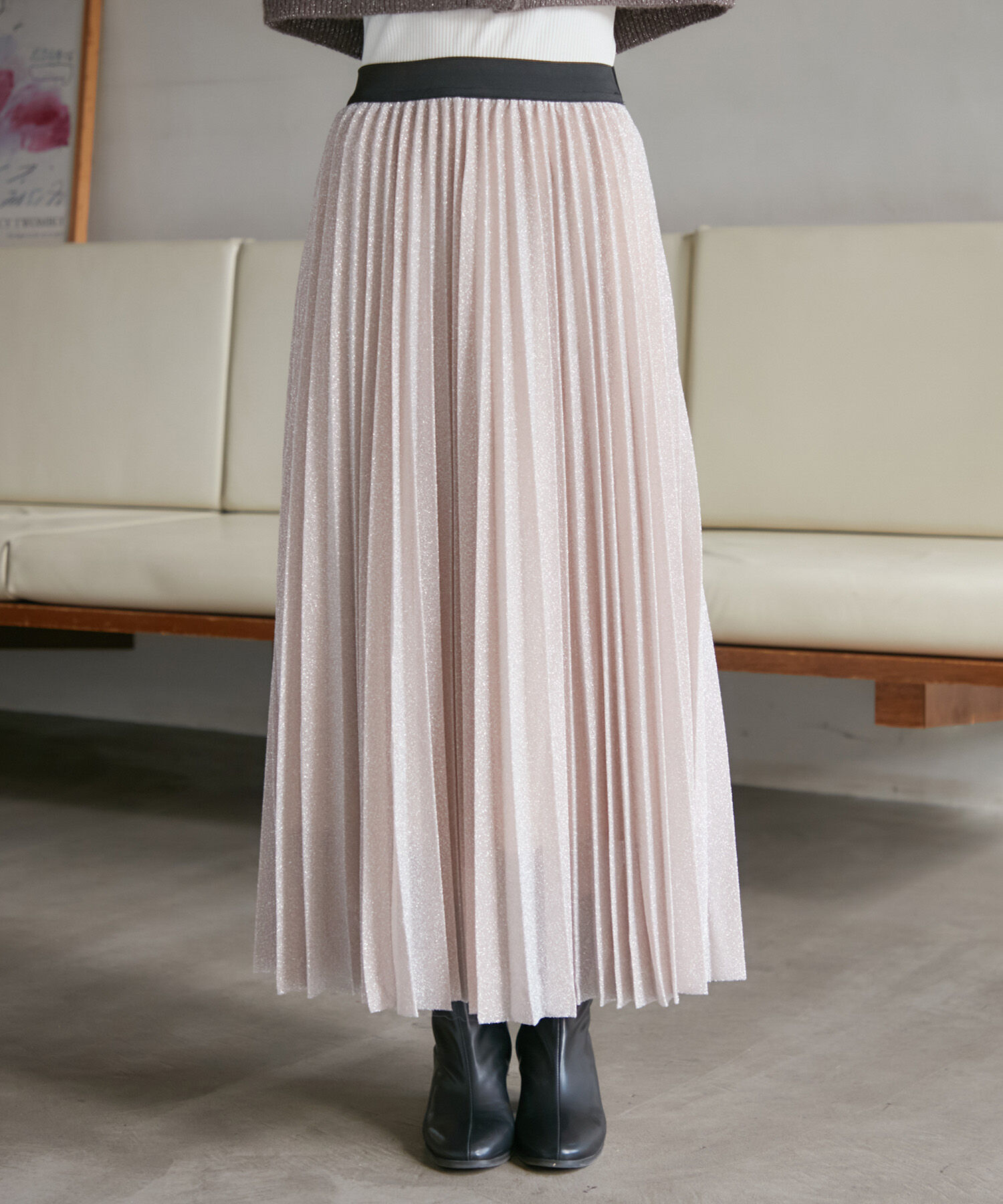 VIS「ラメニットプリーツスカート」|スカート|