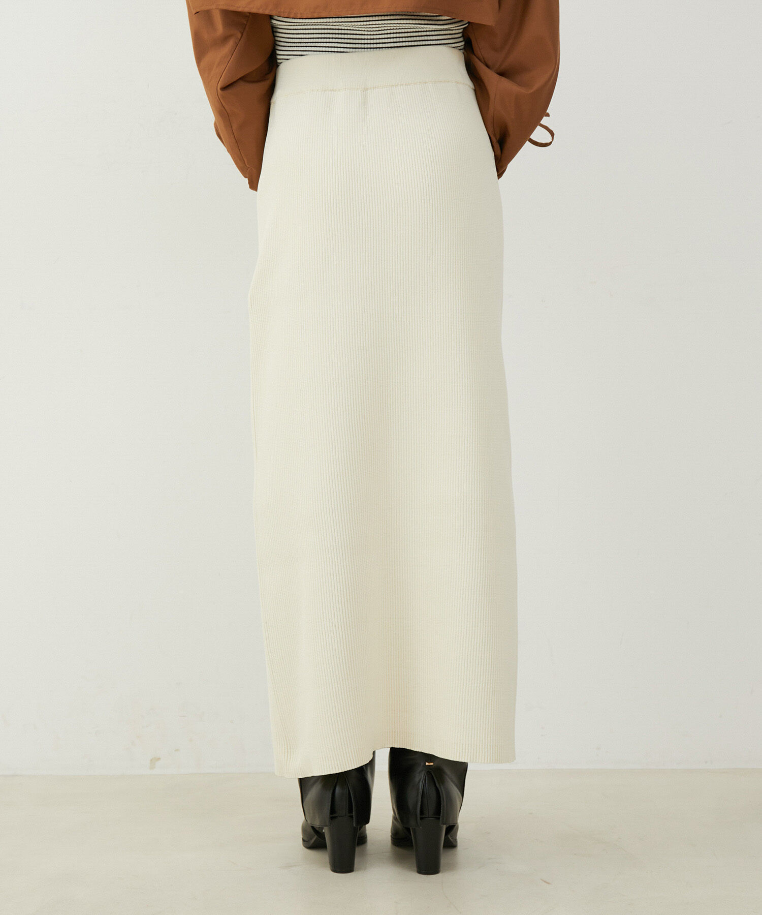 VIS「【洗える】ジップスリットリブニットタイトスカート」|スカート|