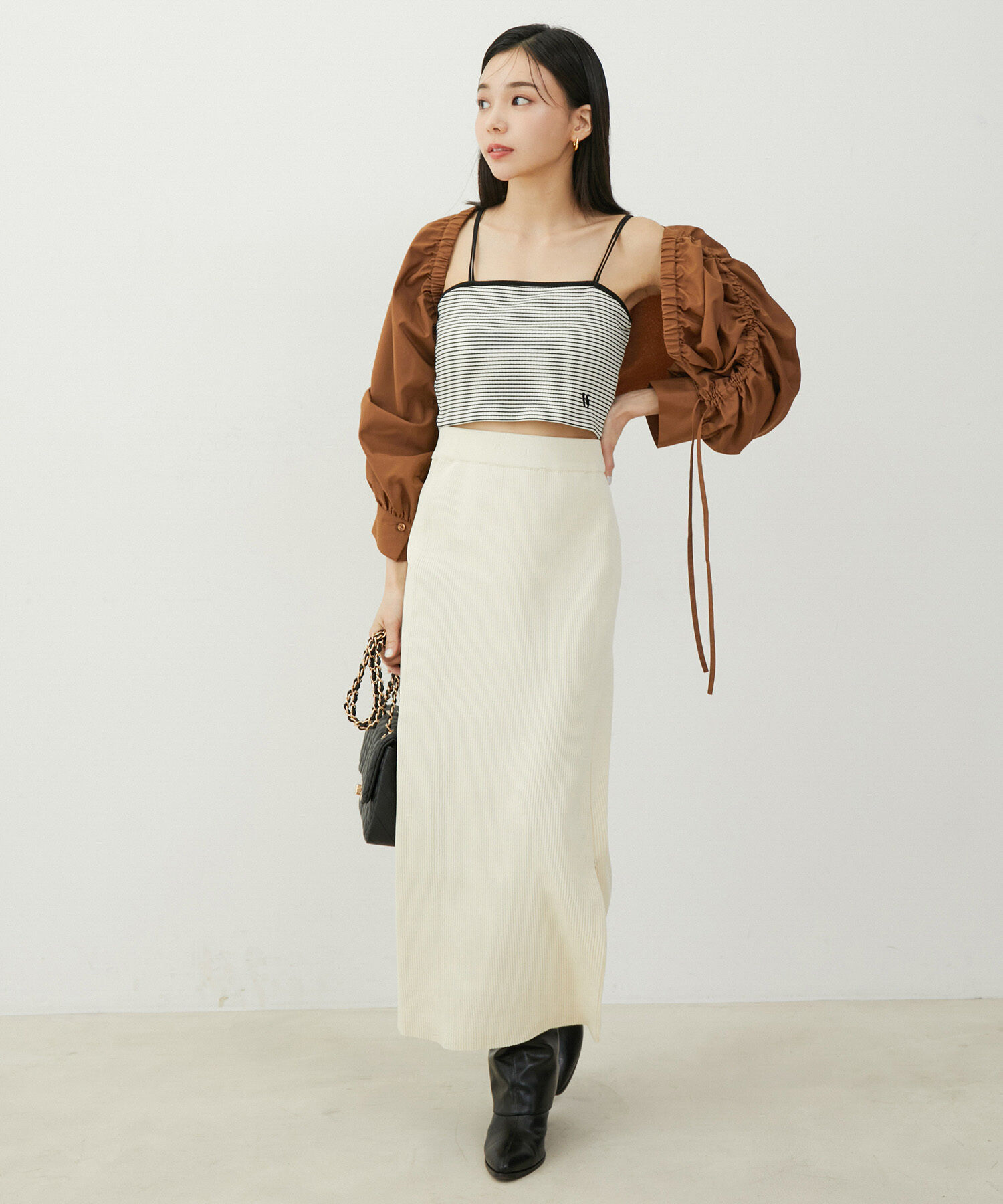 VIS「【洗える】ジップスリットリブニットタイトスカート」|スカート|