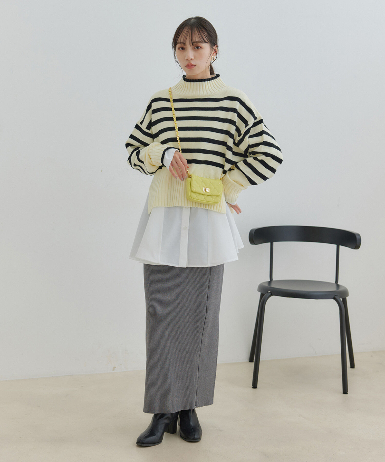 VIS「【洗える】ジップスリットリブニットタイトスカート」|スカート|