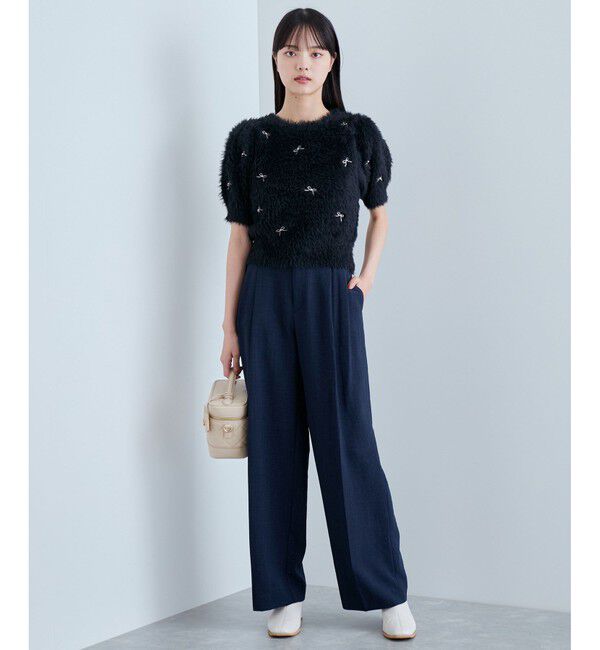 VIS「【美easy】リネンライクワンタックワイドスラックスパンツ【接触冷感/洗える】」|スラックス|