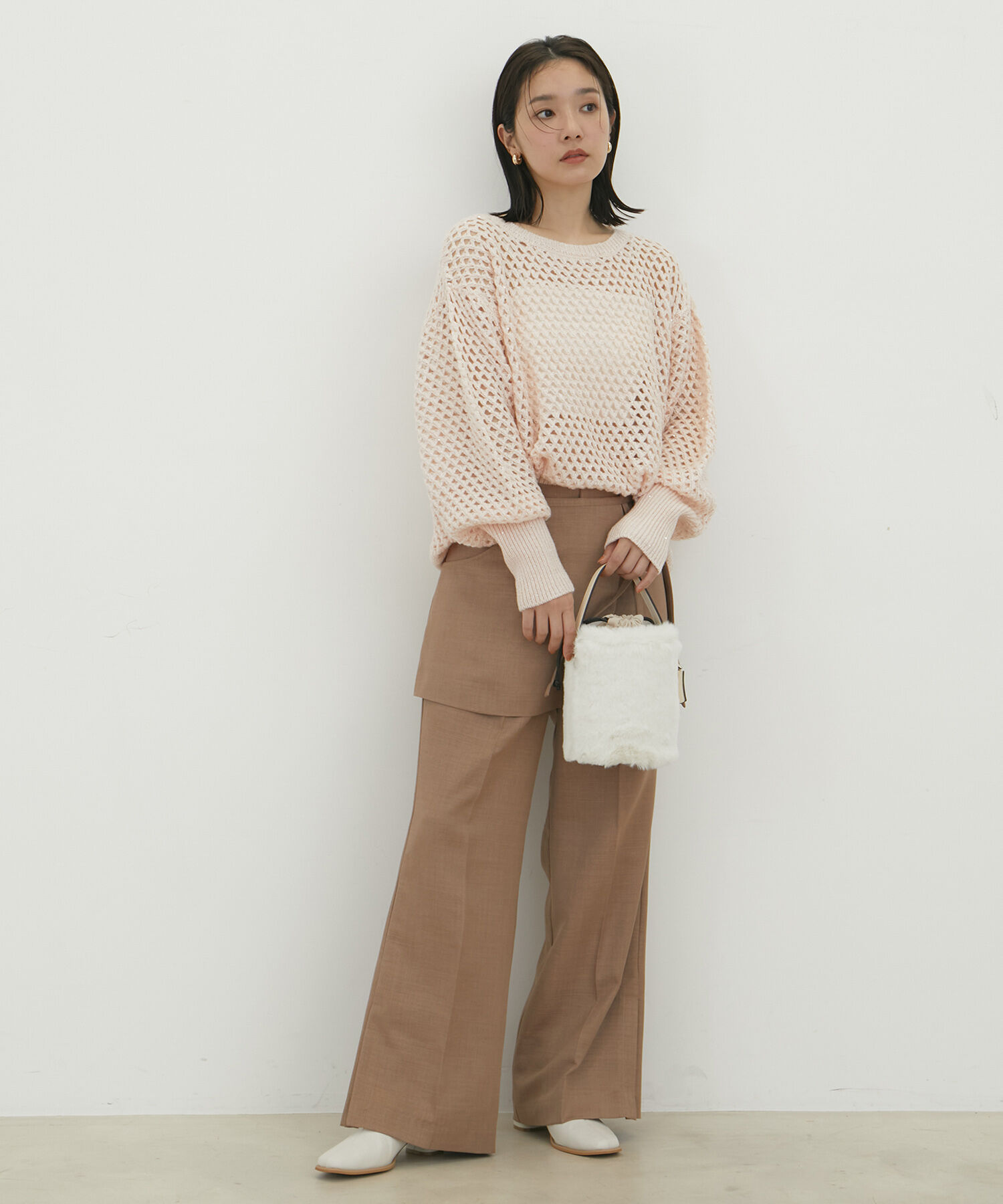 VIS「モヘアライクメッシュスパンコールニットプルオーバー」|ニット・セーター|