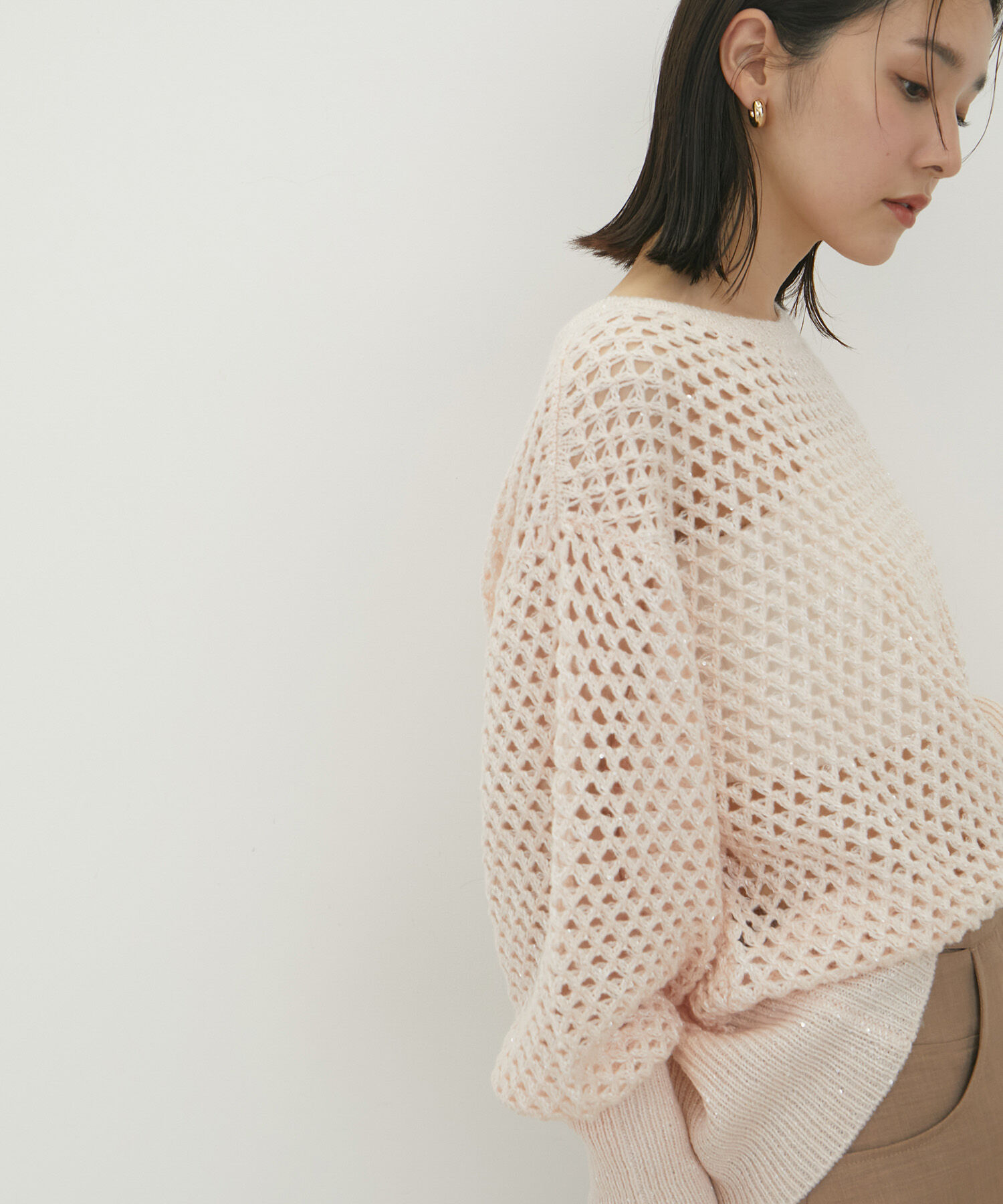 VIS「モヘアライクメッシュスパンコールニットプルオーバー」|ニット・セーター|