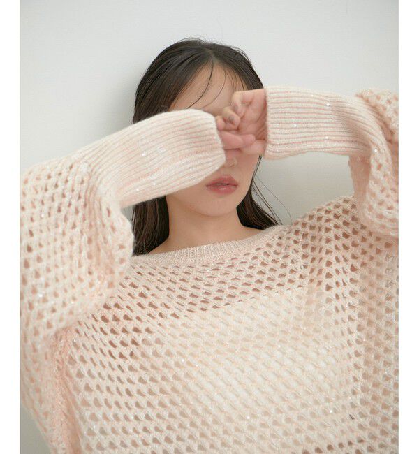 VIS「モヘアライクメッシュスパンコールニットプルオーバー」|ニット・セーター|