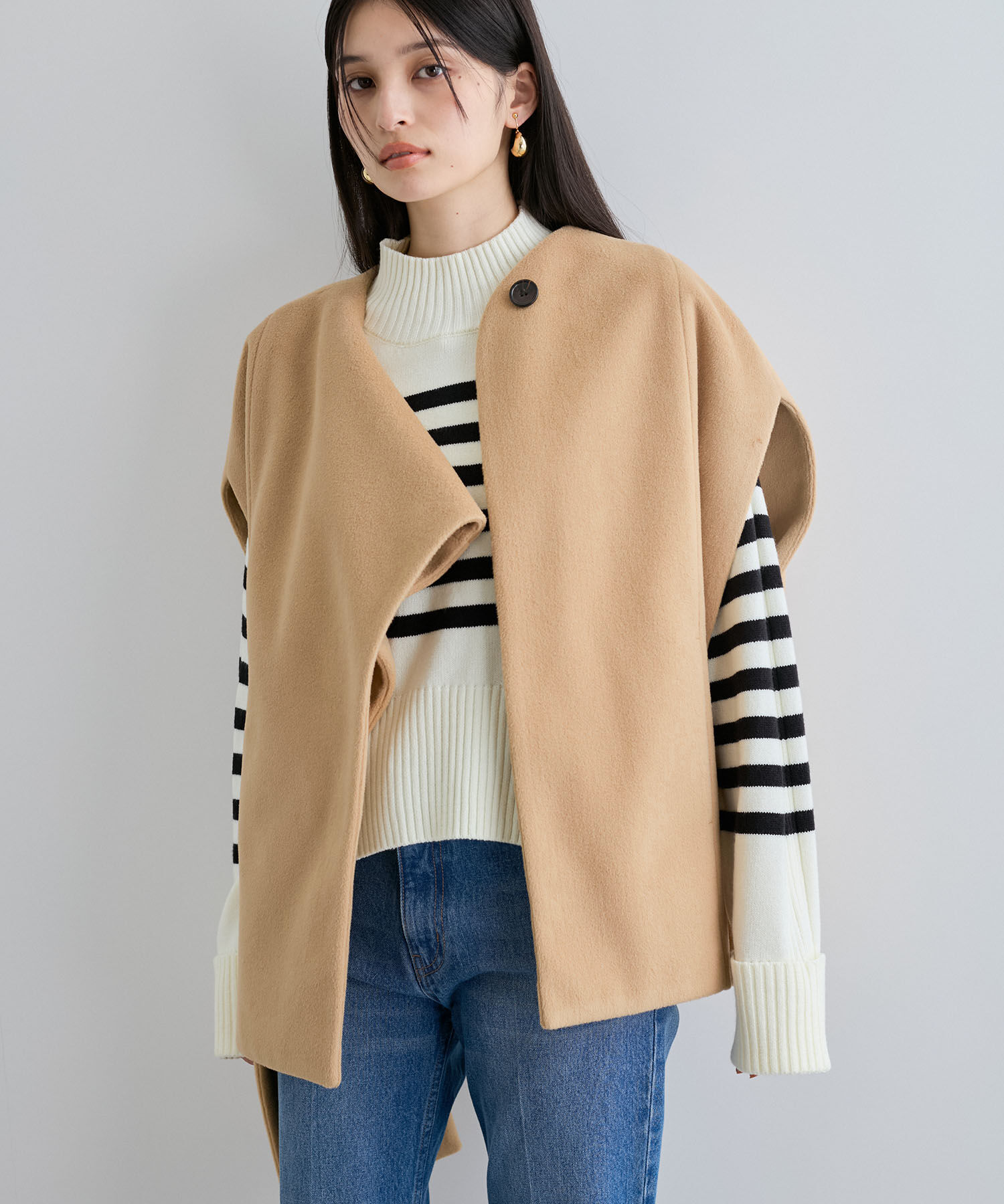 VIS「マフラーみたいに巻けるポンチョベスト」|ポンチョ・ケープ|