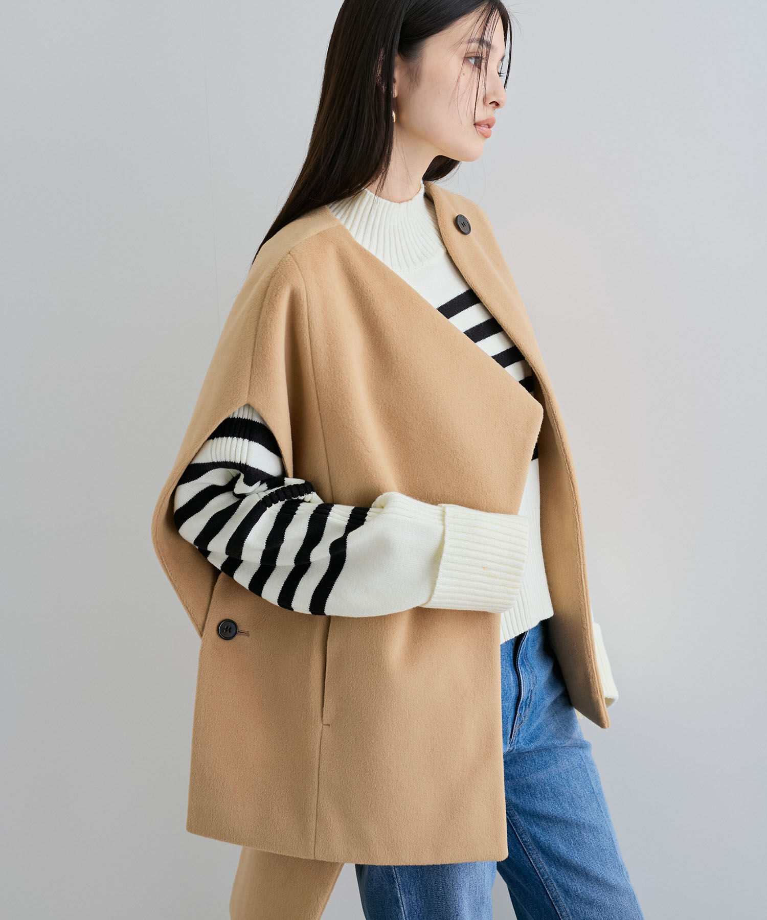 VIS「マフラーみたいに巻けるポンチョベスト」|ポンチョ・ケープ|