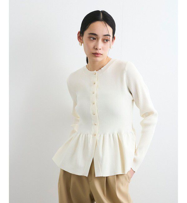 VIS「【前後2WAY】ペプラムカーディガン【アンチピリング/洗える】」|カーディガン|