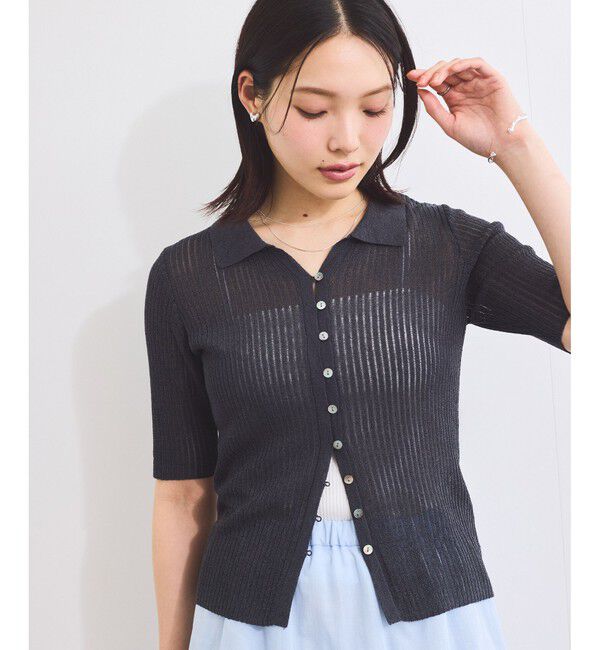 VIS「半袖サマーニットポロカーディガン」|ニット・セーター|
