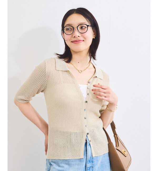 VIS「半袖サマーニットポロカーディガン」|ニット・セーター|
