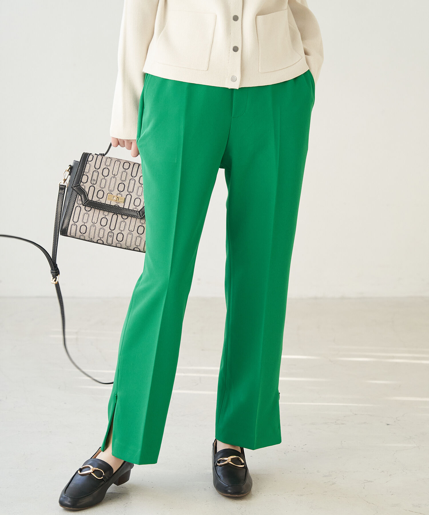 Rope&rsquo;Picnic「【ラク美】ファスナースリットカラーパンツ」|その他|グリーン(30)