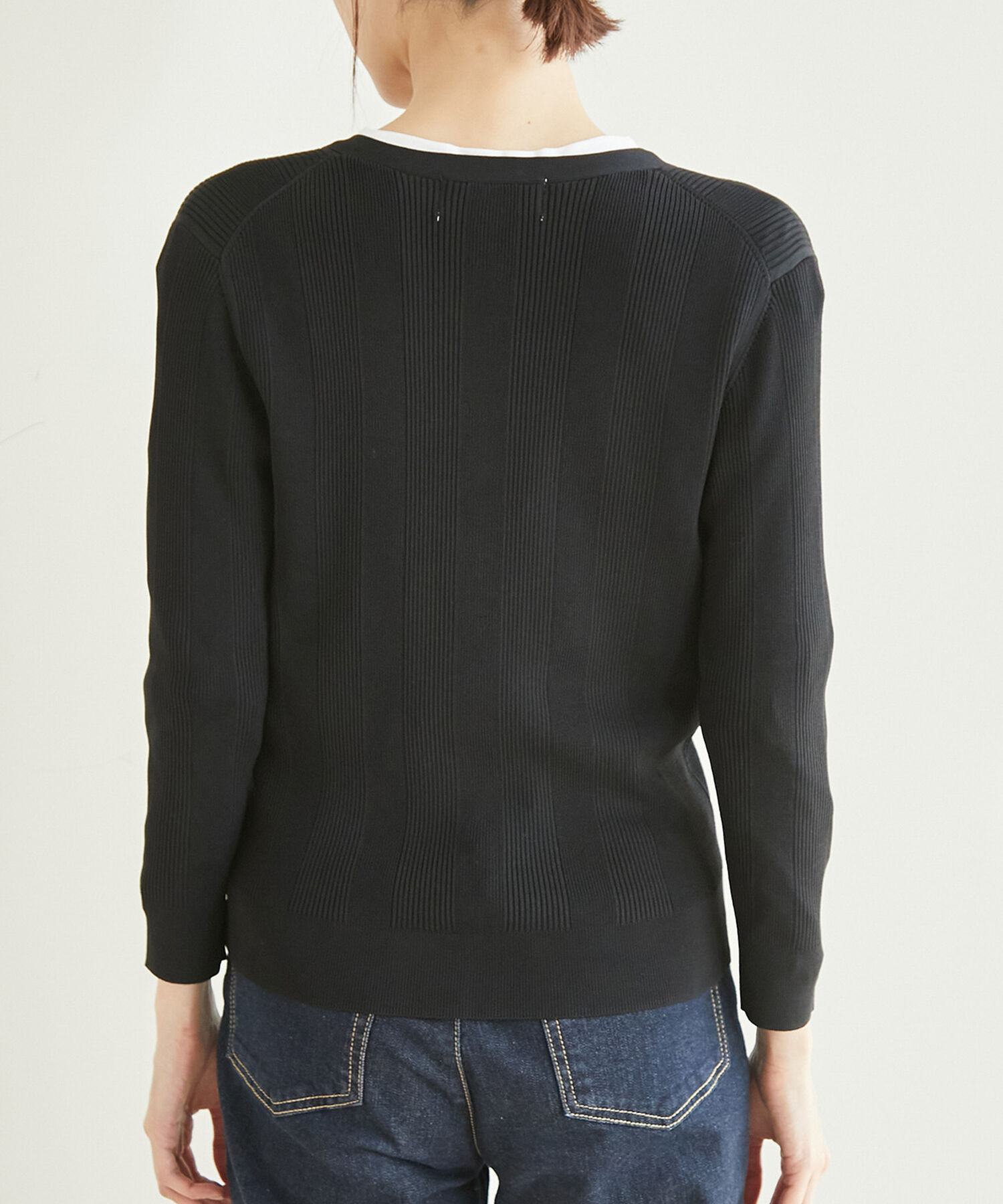 Rope&rsquo;Picnic「【WEB限定カラー:グリーン】ランダムリブニットカーディガン」|カーディガン|