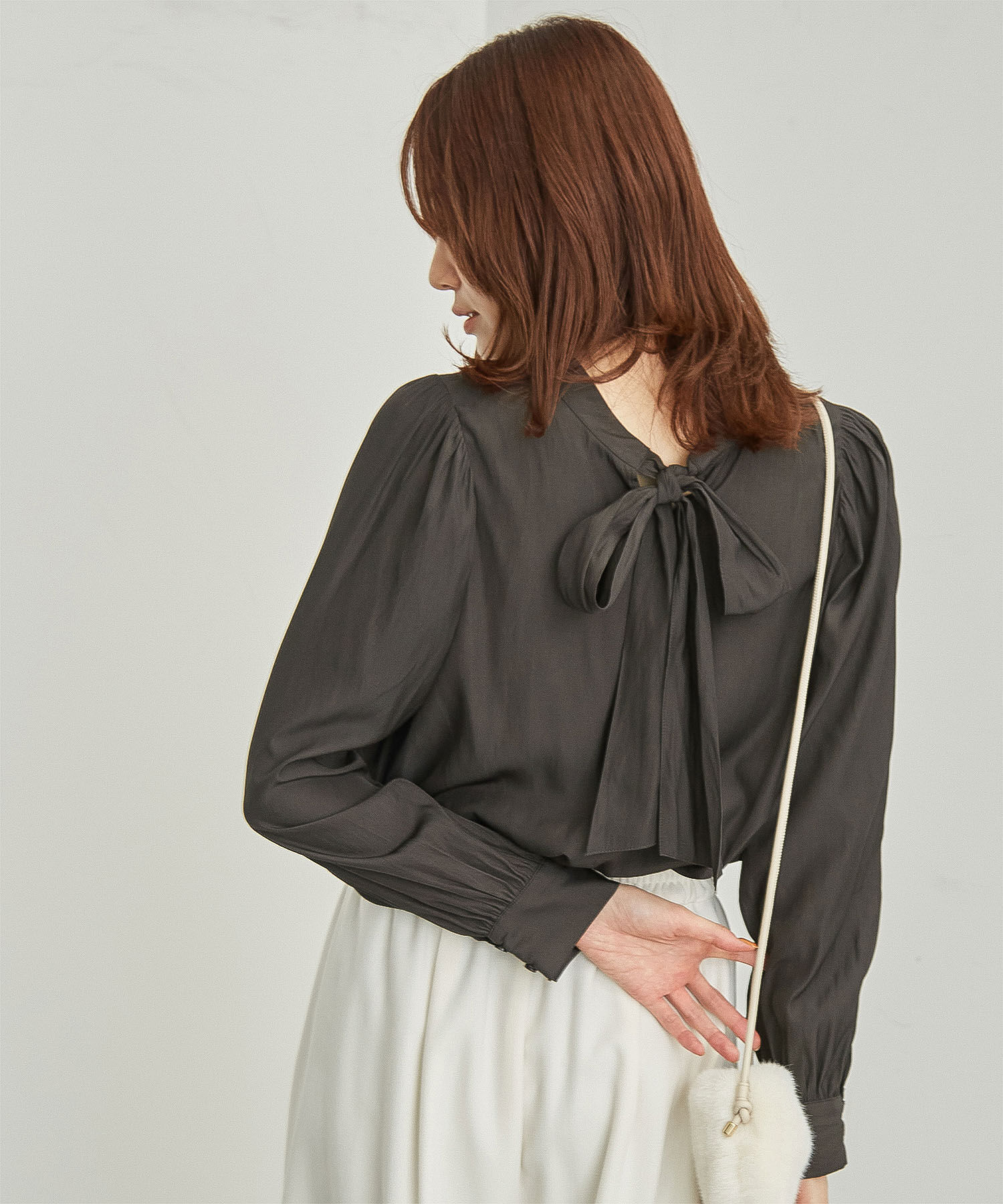 Rope&rsquo;Picnic「【CM着用商品】リボンブラウス/2WAY・洗濯機OK」|シャツ・ブラウス|チャコール(06)