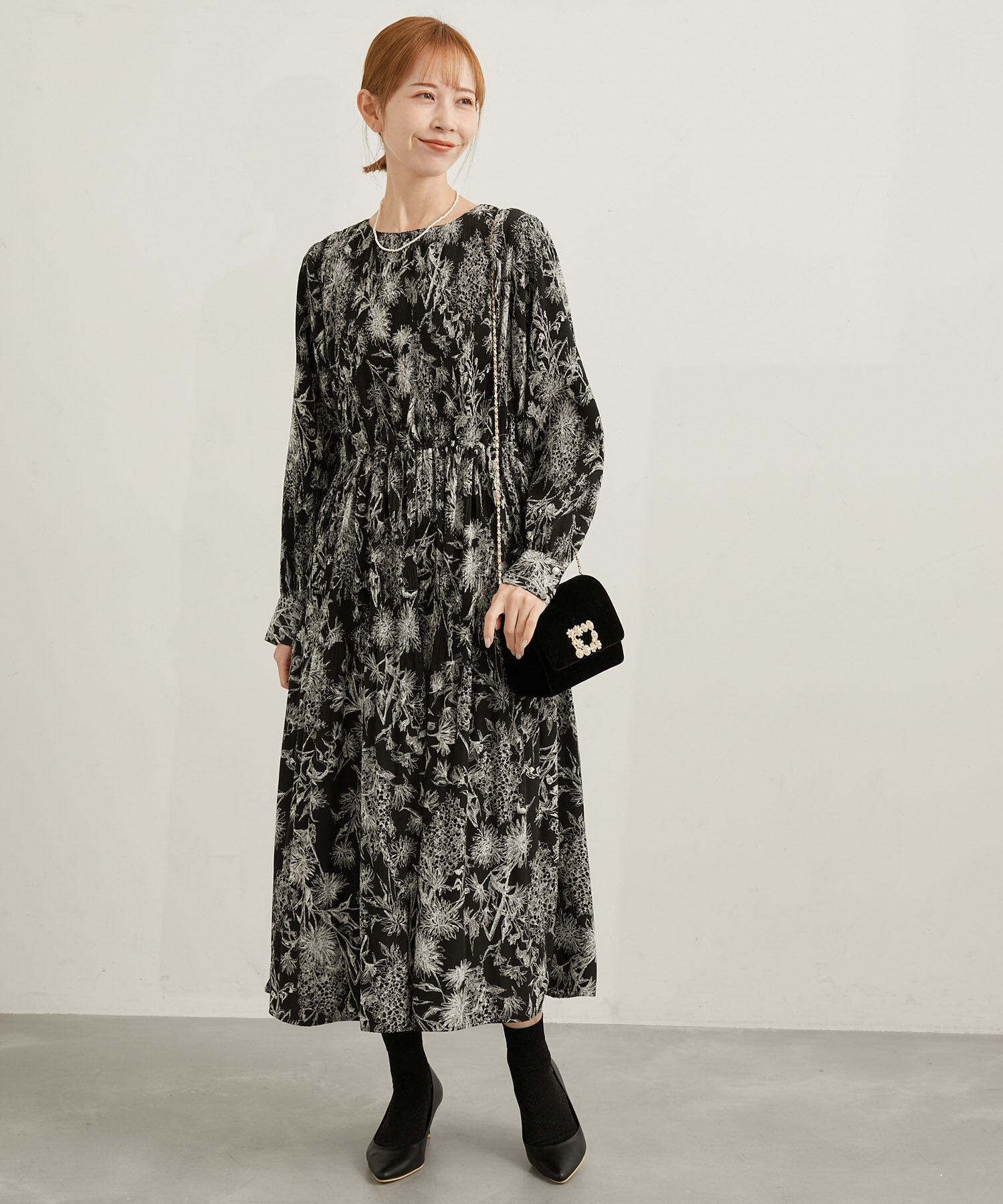 Rope&rsquo;Picnic「【emur/エミュール】プリーツフラワープリントワンピース」|ワンピース|