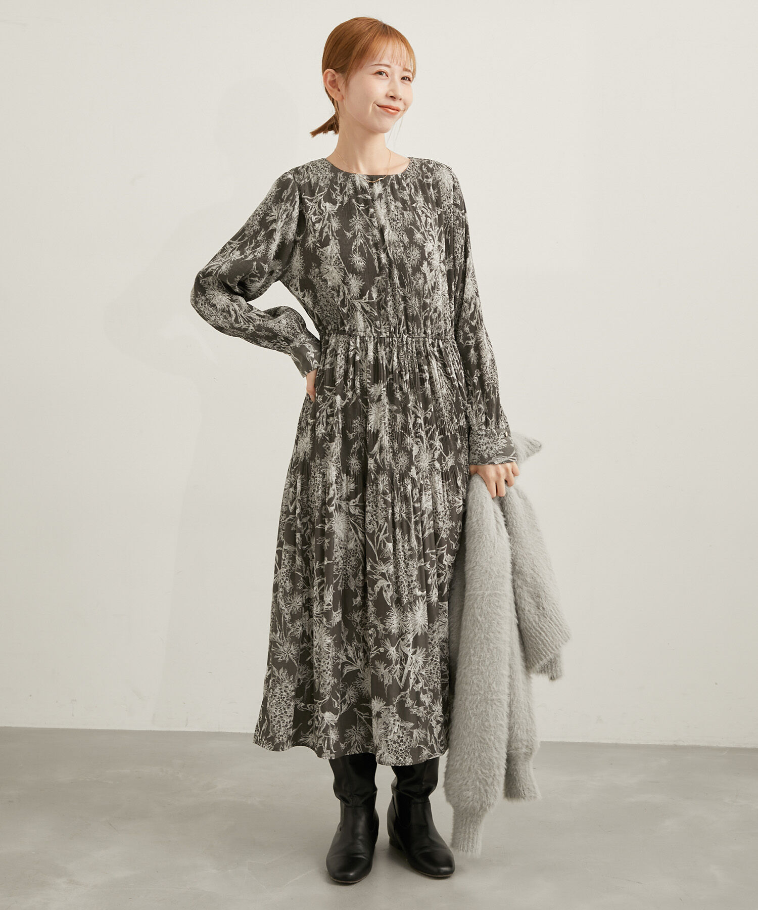 Rope&rsquo;Picnic「【emur/エミュール】プリーツフラワープリントワンピース」|ワンピース|