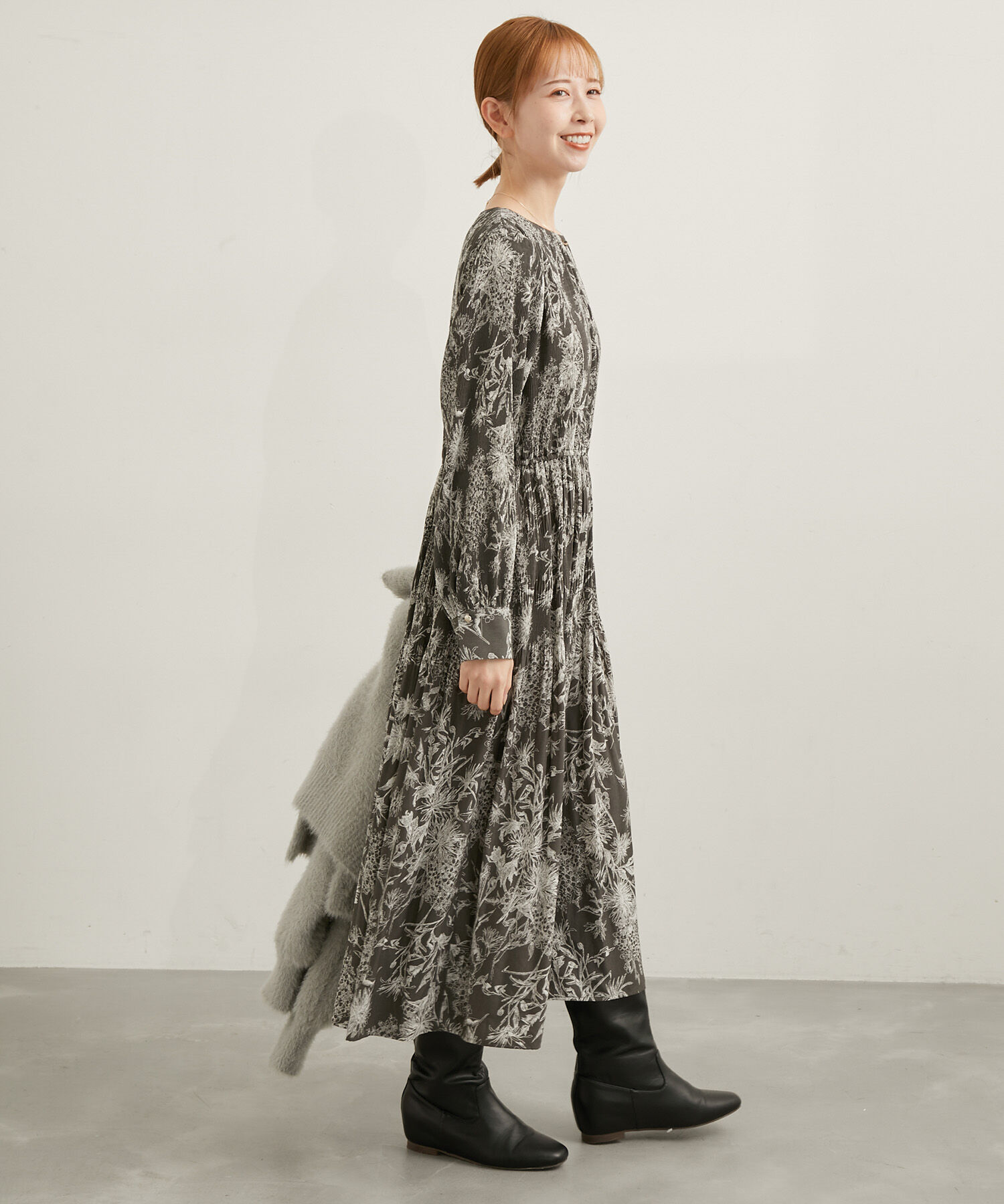 Rope&rsquo;Picnic「【emur/エミュール】プリーツフラワープリントワンピース」|ワンピース|