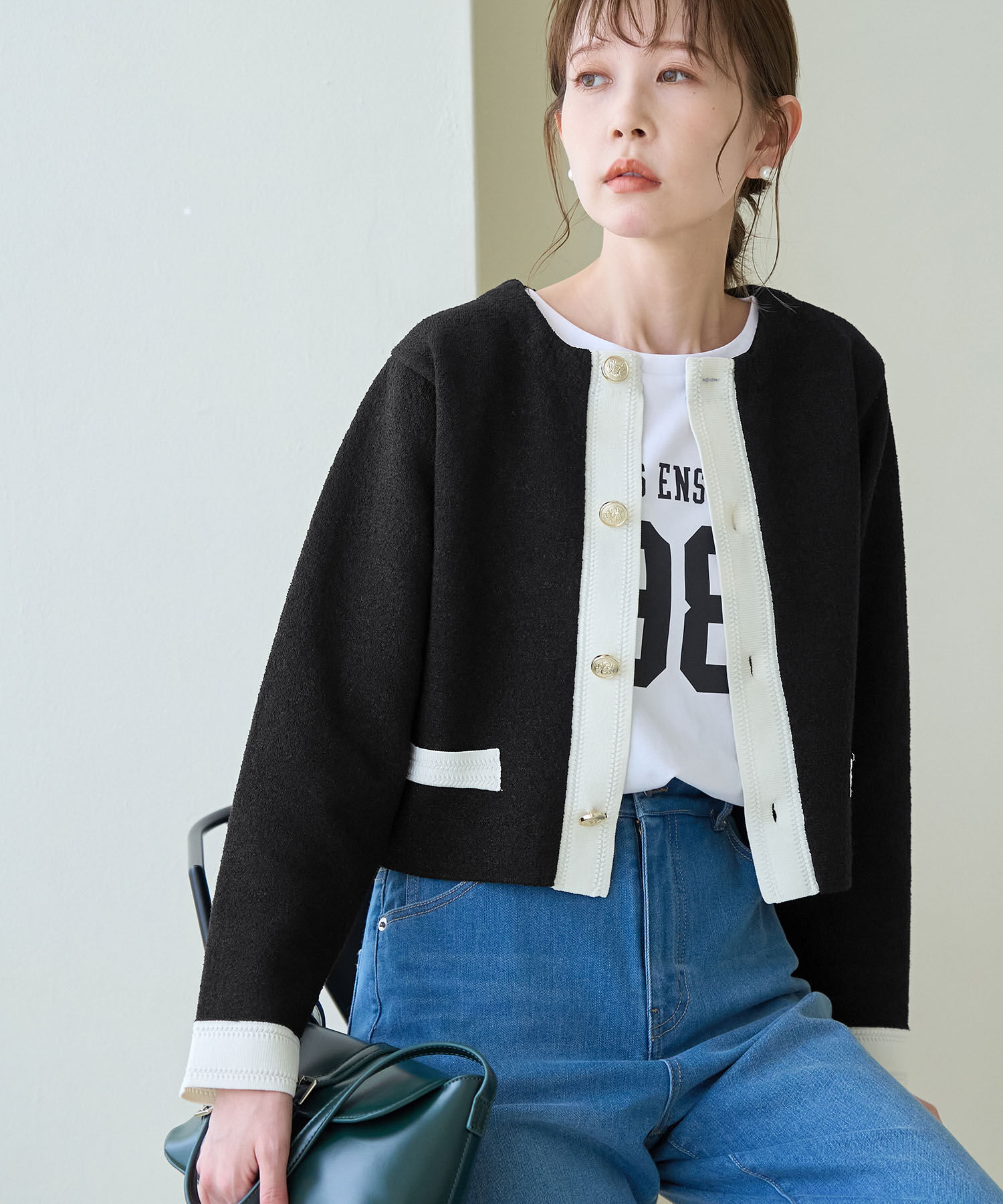 Rope&rsquo;Picnic「金ボタンニットカーディガン」|カーディガン|ブラック(01)