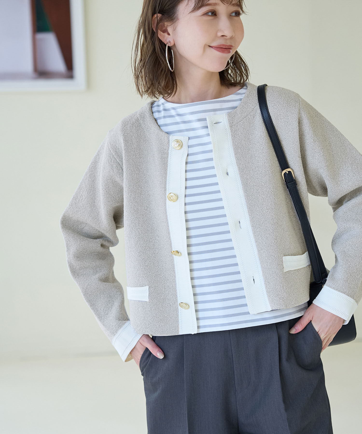 Rope&rsquo;Picnic「金ボタンニットカーディガン」|カーディガン|ライトグレー(08)