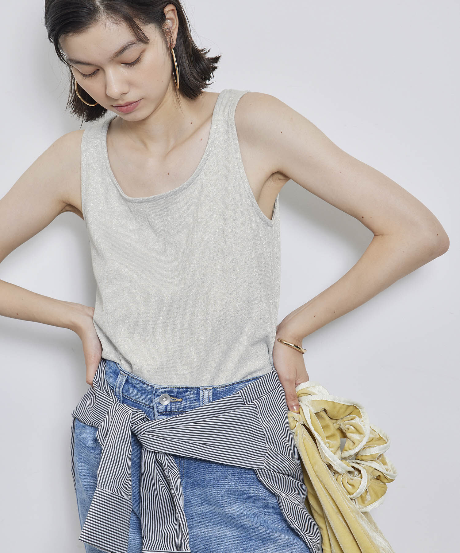 Rope&rsquo;Picnic「ラメテレコタンクトップ」|タンクトップ|ベージュ系(28)