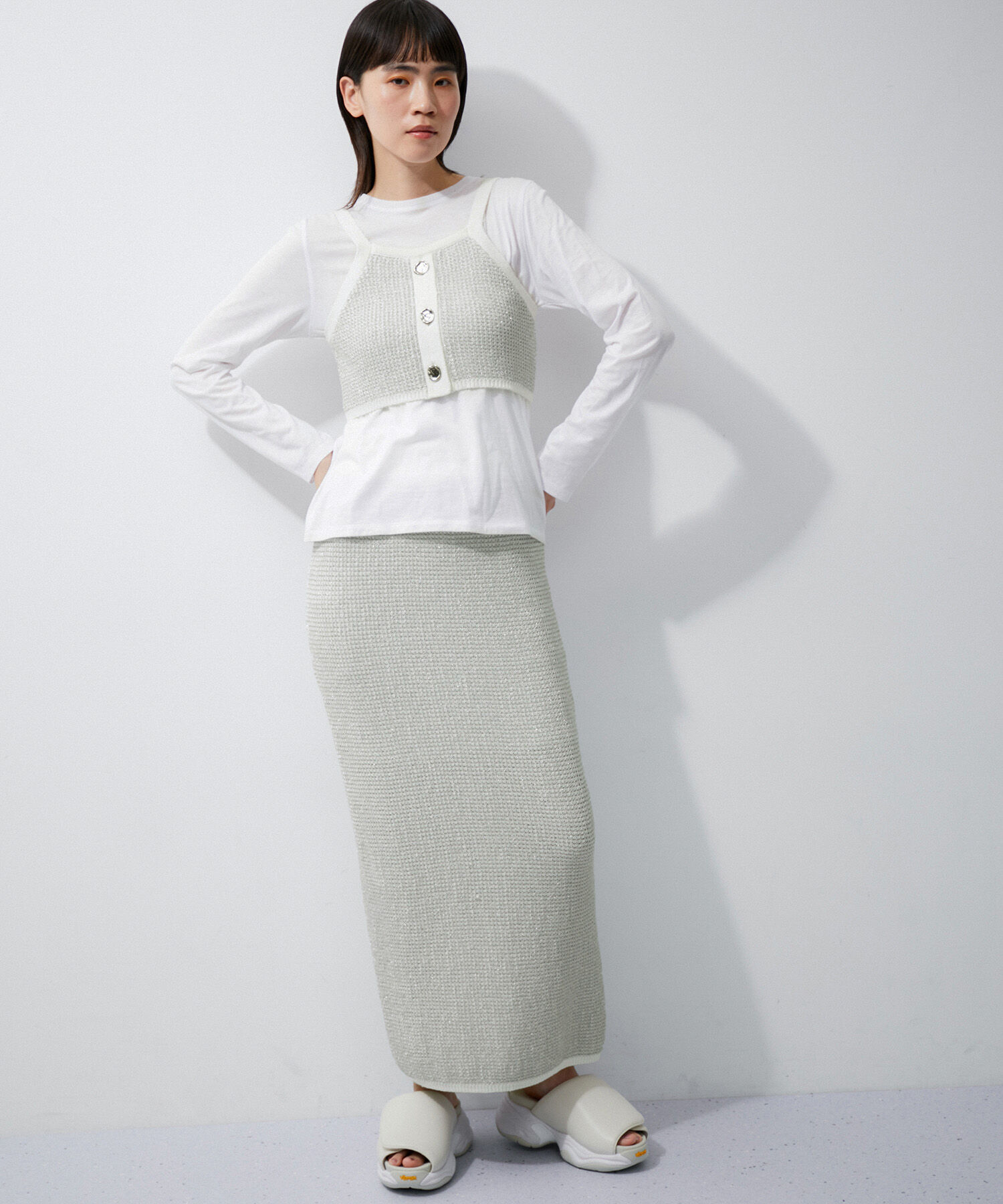 ADAM ET ROPE'「ラメパターンニットスカート」|スカート|