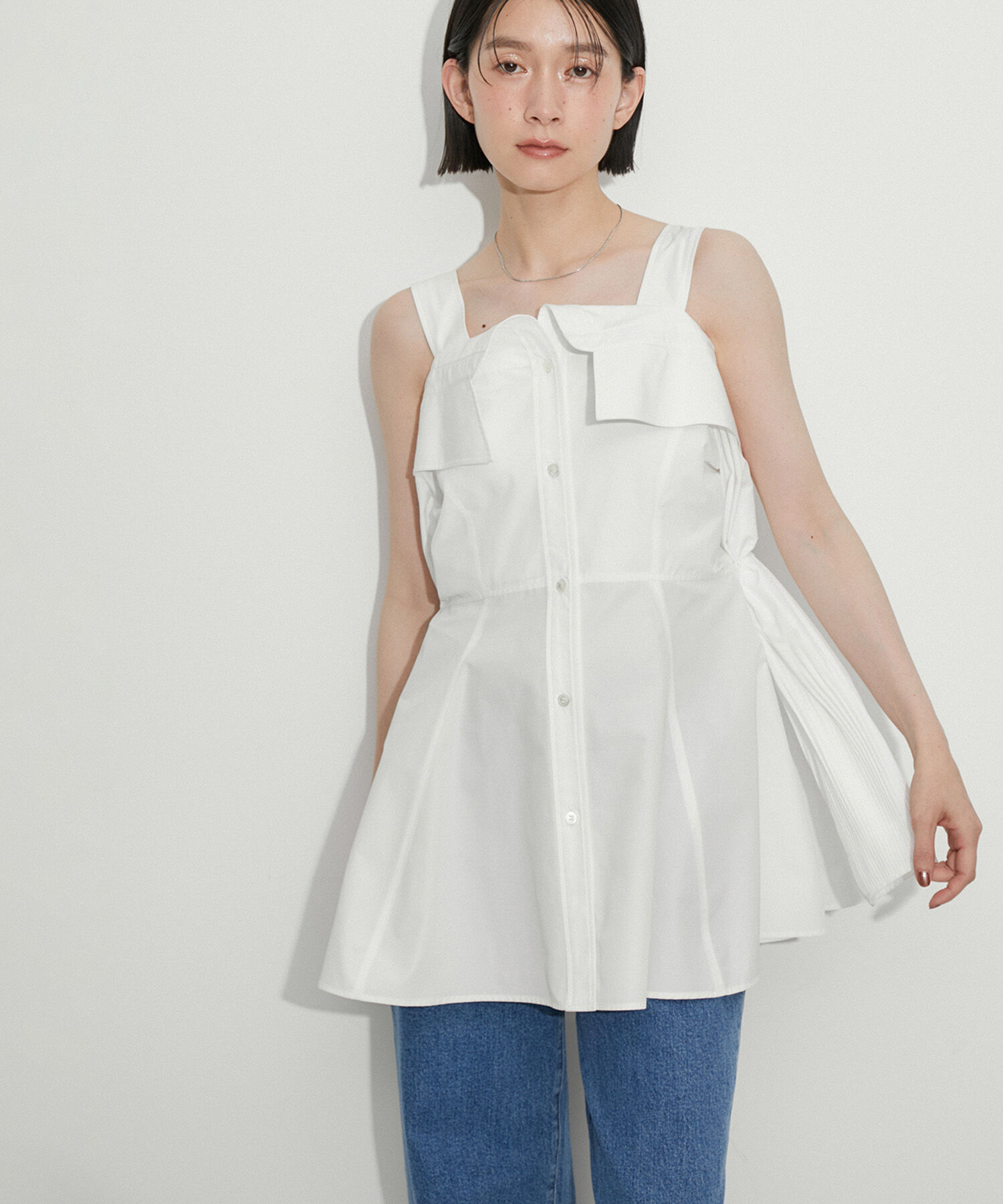 ADAM ET ROPE'「オフショルシャツチュニック」|シャツ・ブラウス|ホワイト(10)