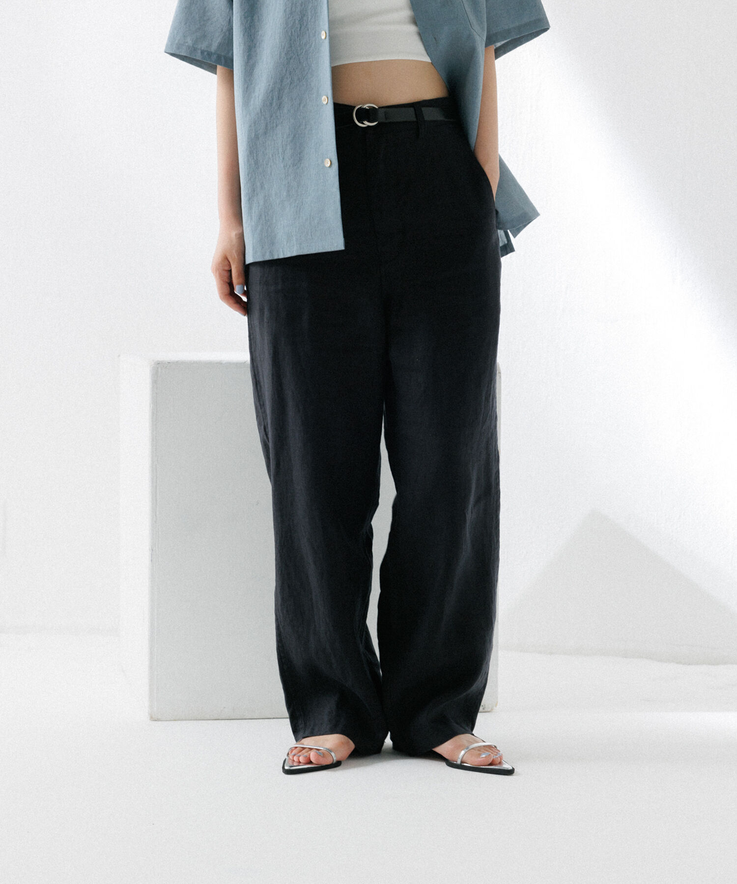 ADAM ET ROPE'「リネン ワイドパンツ / ロングシーズン着用可能 / セットアップ対応」|スラックス|