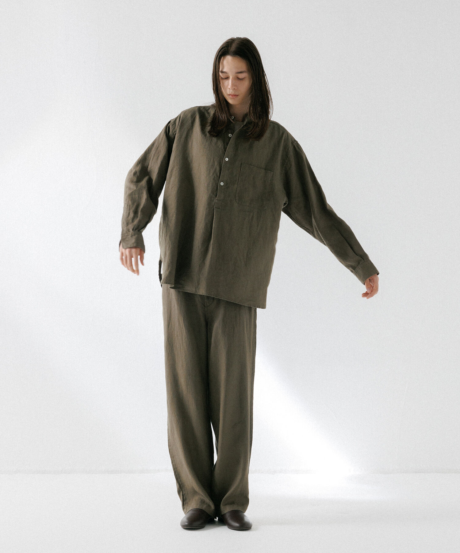 ADAM ET ROPE'「リネン ワイドパンツ / ロングシーズン着用可能 / セットアップ対応」|スラックス|