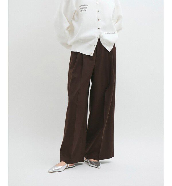 ADAM ET ROPE'「【防シワ】・【洗える】2タックワイドスラックス」|スラックス|コゲ茶メイン