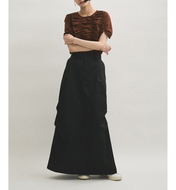 ADAM ET ROPE'「【サステナブル】・【撥水】バックベルトストレートスカート」|スカート|ブラック(01)