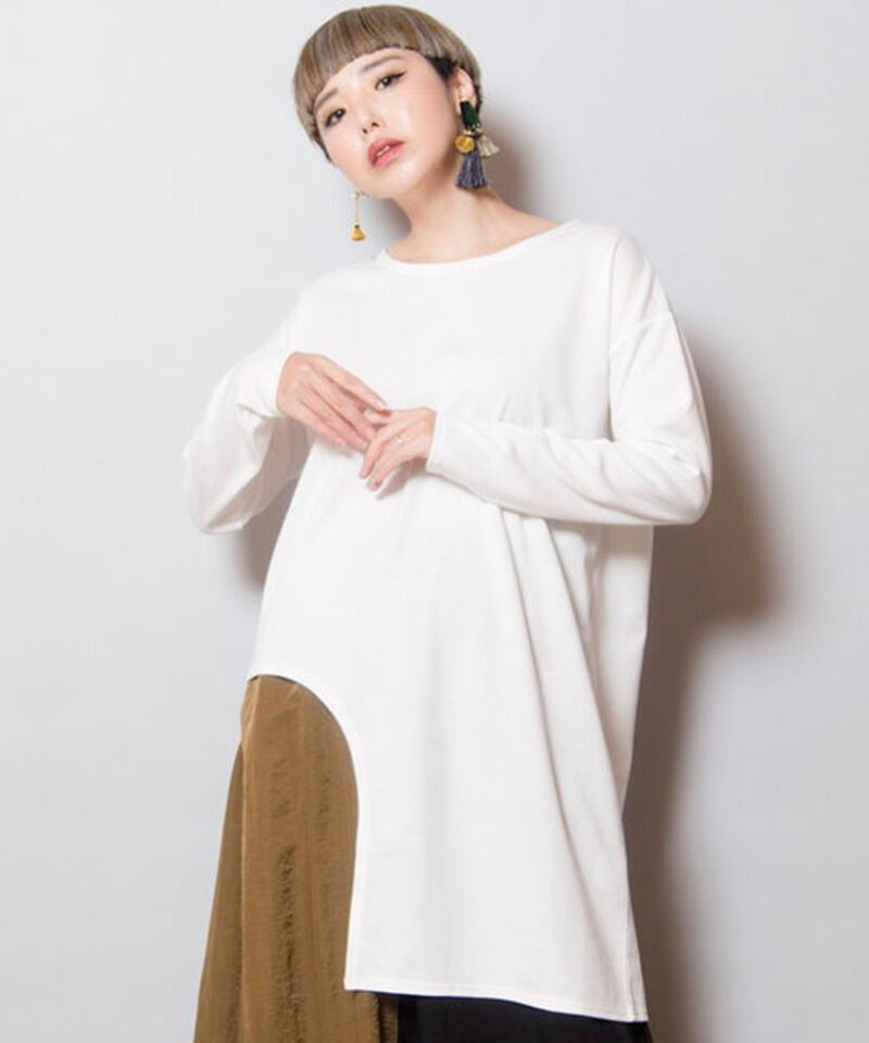  「アシンメトリーヘムプルオーバー」|Tシャツ・カットソー|WHITE