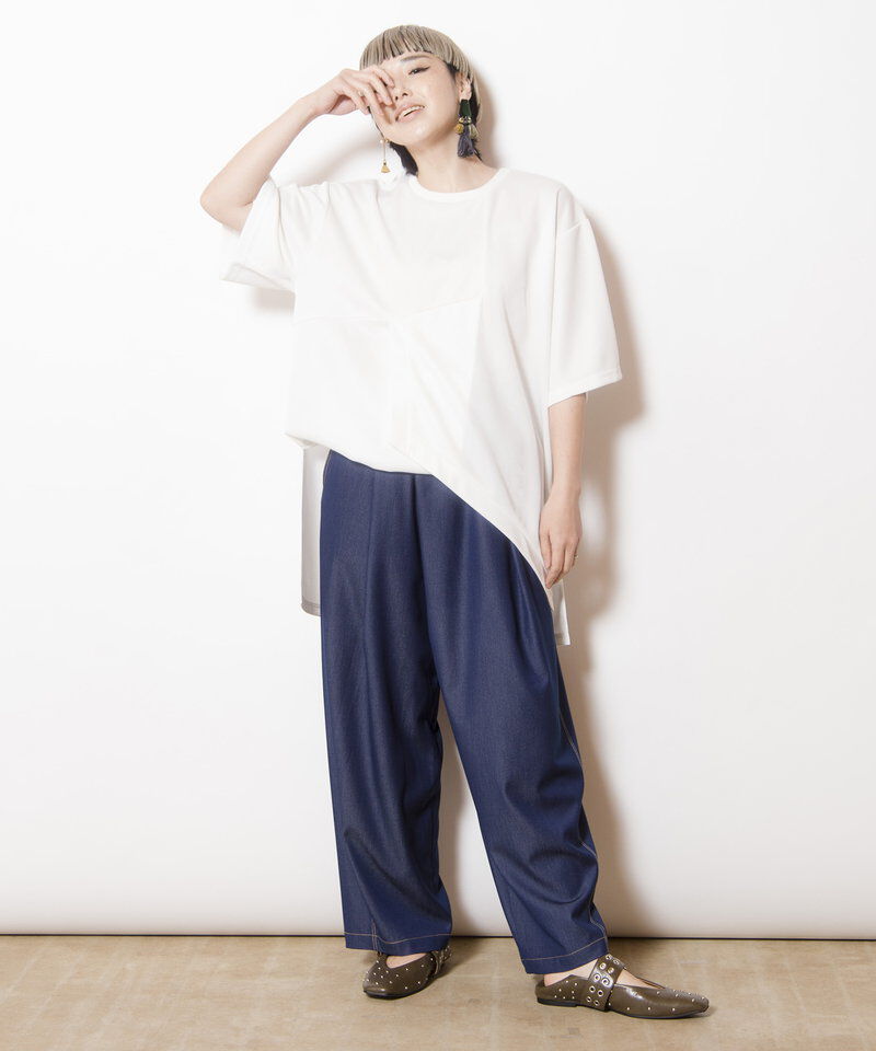  「ポリエステルデニムタックパンツ」|その他|