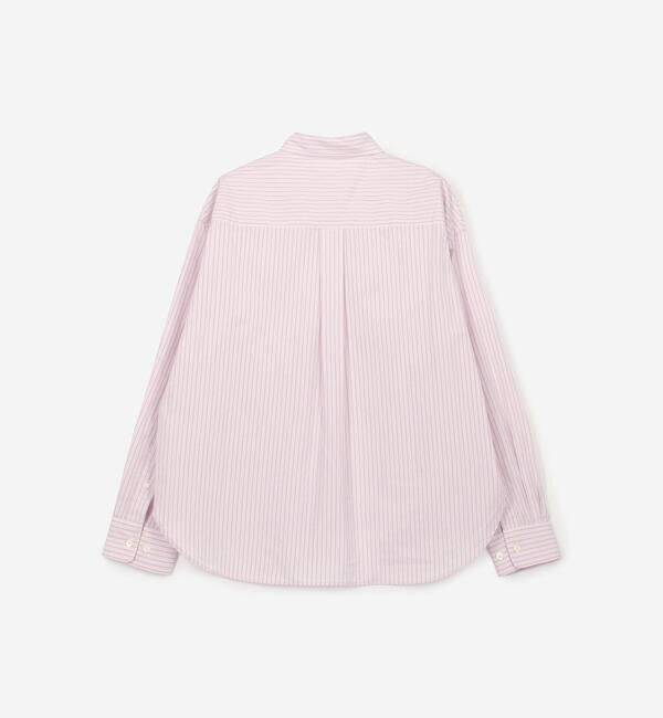 GYMPHLEX「Gymphlex | コットンストライプ ショートボタンダウン長袖シャツ PINK WOMEN」|シャツ・ブラウス|