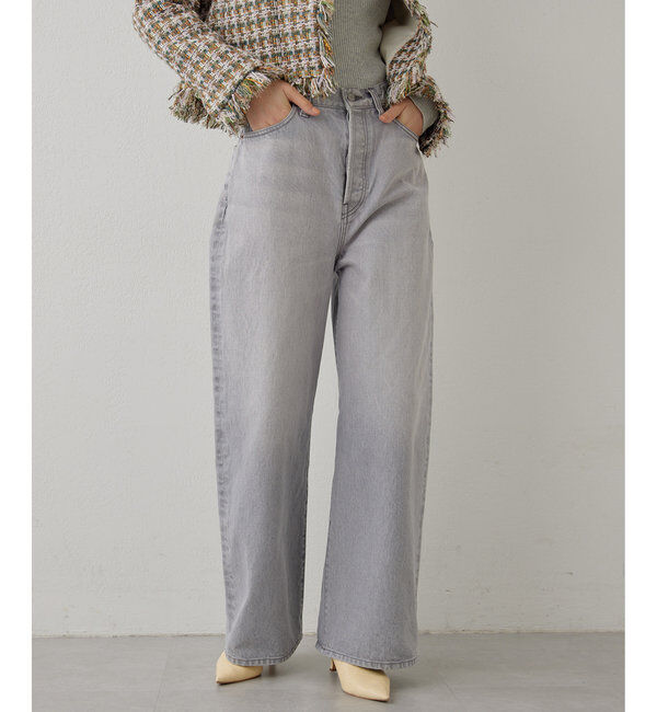  「ワイドレッグデニムパンツ」|デニム|ライトグレー