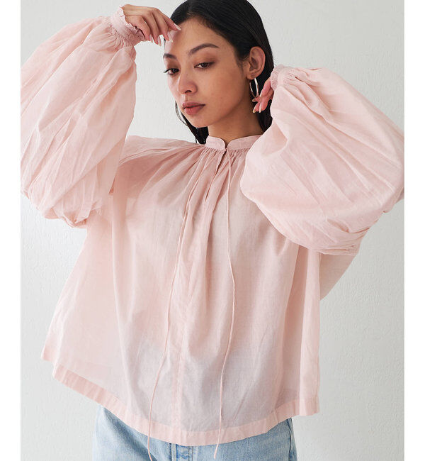  「ローンギャザーブラウス」|シャツ・ブラウス|ピンク
