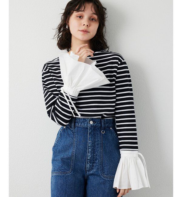  「【THE PAUSE】フレアカフスボーダープルオーバー」|Tシャツ・カットソー|