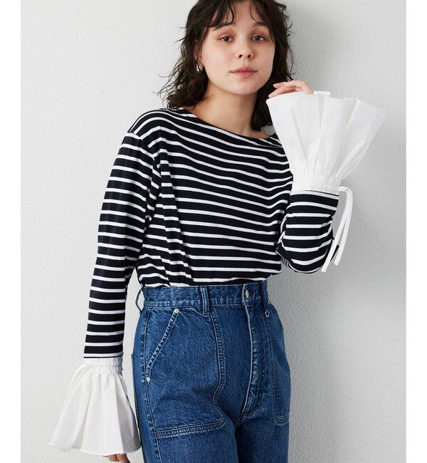  「【THE PAUSE】フレアカフスボーダープルオーバー」|Tシャツ・カットソー|