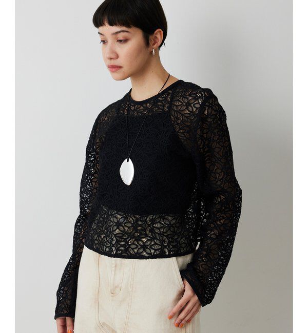  「【THE PAUSE】ボタニカルレースブラウス」|シャツ・ブラウス|ブラック
