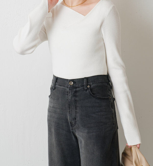  「デザインネックリブニット」|ニット・セーター|