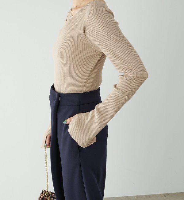  「デザインネックリブニット」|ニット・セーター|