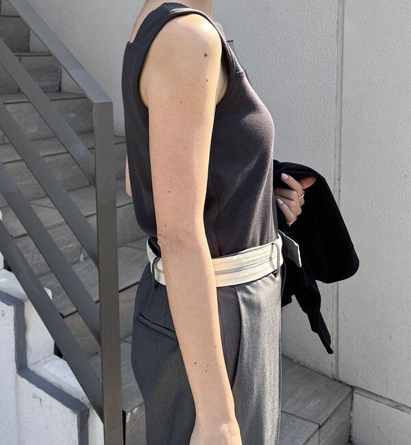  「 シアー切り替えスクエアタンクトップ」|Tシャツ・カットソー|