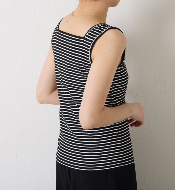  「 シアー切り替えスクエアタンクトップ」|Tシャツ・カットソー|