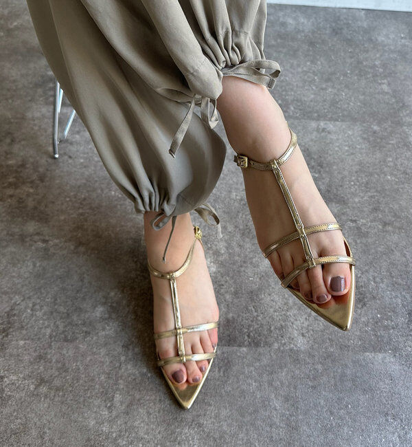  「ポインテッドストラップサンダル」|ロングブーツ|